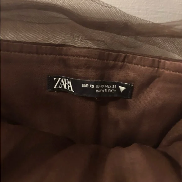 Zara Women’s Tulle Chocolate Brown Strapless Corset Bustier Going Out Top - Picture 5 of 5